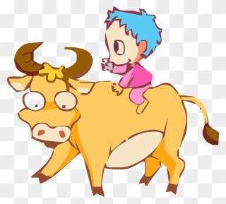 Cattle Bull Clip Art - Un Niño Y Un Toro Animado - Png Download