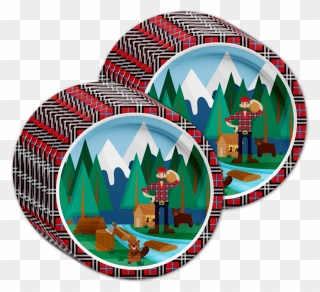 Lumberjack Birthday Party Tableware Kit For 16 Guests - Circle Clipart