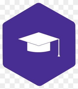 Graphic Of Graduation Cap On Purple Hexagon Clipart