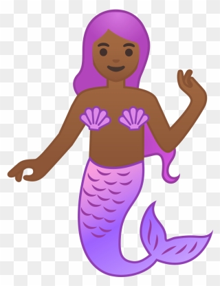 Mermaid Medium Dark Skin Tone Icon - Mermaid Emoji Meaning Clipart