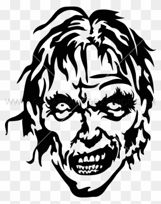 Head Clipart Zombie - Zombie Head Clipart Black And White - Png Download