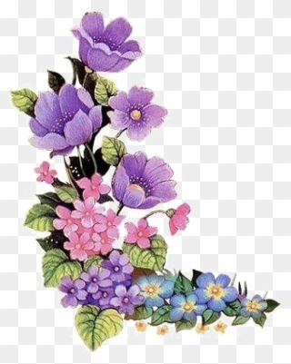 Purple Floral Border Free Png Image - Purple Flower Corner Border Clipart