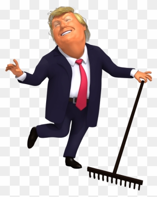 Trump Raking - Animated Cartoon Trump Gif Clipart