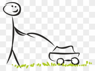 Stick Figure Mowing A Lawn Clipart