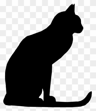 Maine Coon Kitten Silhouette Drawing Clip Art - Silhouette Cat Clipart Black And White - Png Download