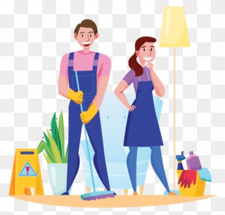 House Cleaning Services - Man And Woman Cleaning Clipart