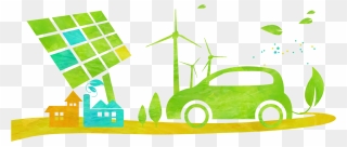 Impulse Vehicle Green - Solar Cell Car Cartoon Clipart