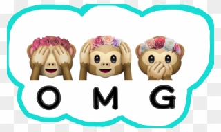 #omg #ohmygod #monkey #emoji #flowercrown #monkeyemoji - Emoji Monkey Omg Clipart