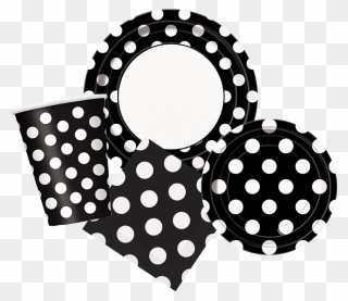 Midnight Black Gold Dots - Polka Dots Plates Black And White Clipart - Png Download