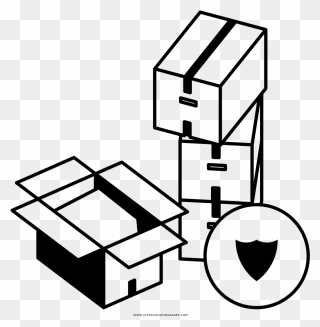 Moving Boxes Coloring Page - Coloring Book Clipart
