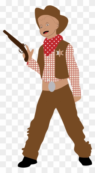 Cowboy Kid Clipart - Cowboy Kid With Gun - Png Download