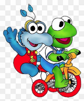 Kermit And Gonzo On Tricycle - Muppet Babies Coloring Pages Clipart