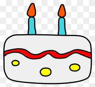 Birthday Cake, Vanilla, White Frosting, Candles Clipart