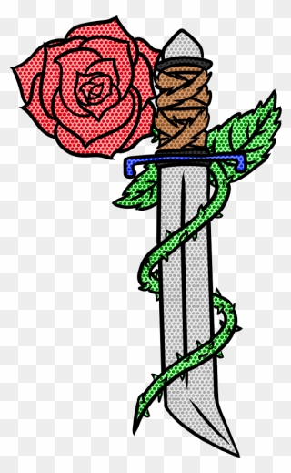 Dagger Clipart Rose - Roses Thorns Tattoo - Png Download