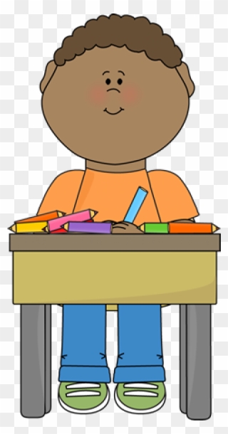 Boy Sitting At Desk Clipart Image Free Student Eyes - Boy Sitting At Desk Clipart - Png Download
