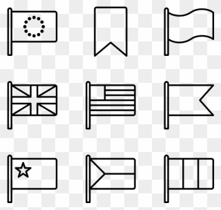 Flags Clipart Outline - Flag Icon B&w - Png Download