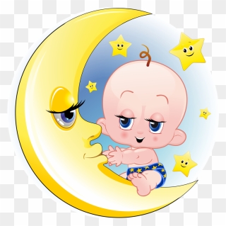 Baby On Moon Clipart - Png Download