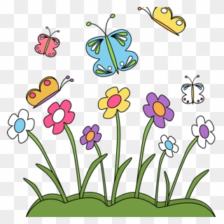Transparent Spring Teacher - Butterflies And Flowers Clipart - Png Download