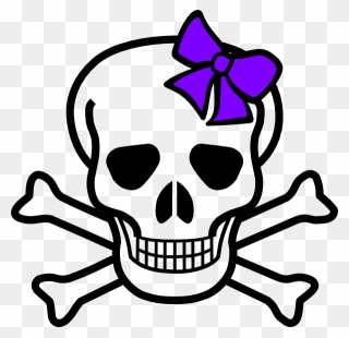 Skull With Bow Clip Art At Clker - Skull Drawing For Kids - Png Download