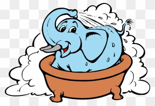 Elephant Washing - Washing An Elephant Cartoon Clipart