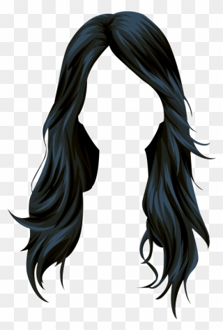 Wig Stardoll Long Hair Vector Black Clipart - Black Hair Clipart - Png Download
