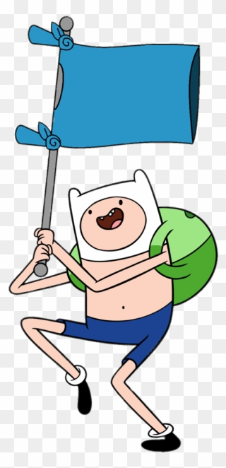Adventure Time Finn Holding T-shirt Flag - Adventure Time Finn Png Clipart