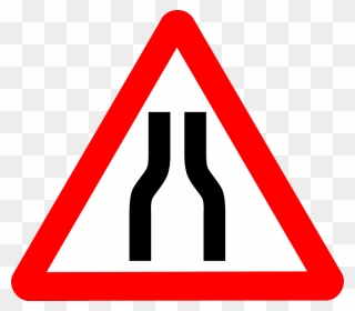 Car, Signs, Transportation, Road, Warning, Roadsigns - Narrow Road Sign Clipart