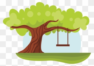 Plant,art,house - Cartoon Tree With Swing Clipart