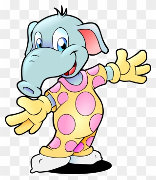 Free Cartoon Elephant Wearing Pajama Clip Art - Cartoon Animal In Pajamas - Png Download