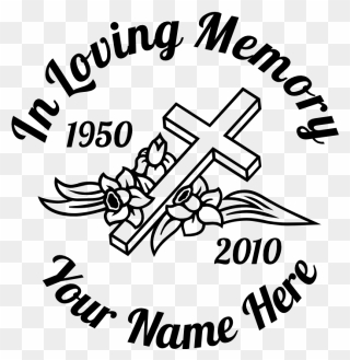 In Loving Memory Cross With Flowers Sticker - Loving Memory Decals Clipart
