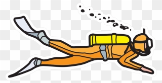 Orange Scuba Diving Self Adhesive Sticker Clipart