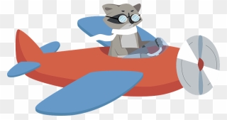 Racoon And Plane Clipart - Cartoon - Png Download