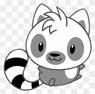 #freetoedit #cute #kawaii #racoon #grey #white #black - Ring Tailed Lemur Drawing Clipart