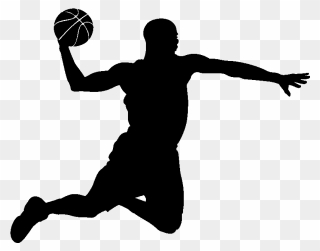 Basketball Player Slam Dunk Silhouette - Basketball Player Black And White Clipart