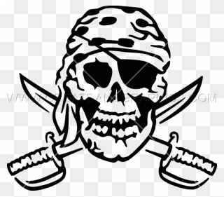 Skull Piracy Clip Art - Tengkorak Keren Hitam Putih - Png Download