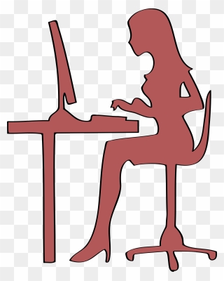 Sit Clipart Desk - Person At Computer Clipart - Png Download