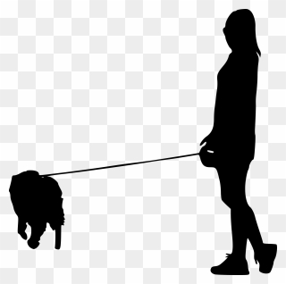 Dog Walker Clipart Clip Free Library Person Walking - Silhouette Person Walking Dog Png Transparent Png