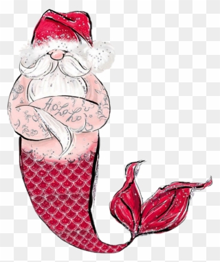 #santa #claus #christmas #mermaid #tattoos #pirate - Santa Claus Cartoon Merman Clipart
