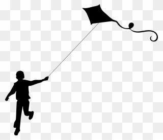 Fisherman Clipart Silhouette - Kite Flying Clip Art - Png Download