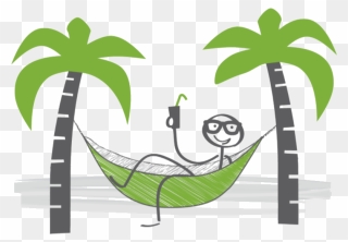 Palm Tree With Hammock Clipart Jpg Black And White - Stick Image Palm Tree - Png Download
