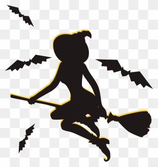Halloween Witch Poster - Flying Sister Vector Clipart