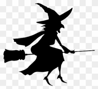 Witchcraft Witch Flying Image Silhouette Halloween - Witch Riding A Broomstick Clipart