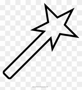 Transparent Magic Wand Png - Star Wand Coloring Page Clipart