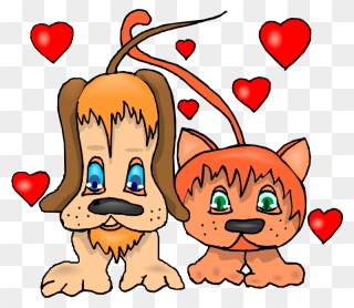 365 Days Of Fun In Marriage - Cat And Dog In The Heart Png Clipart