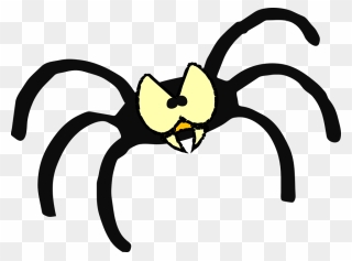 Eyes, Cartoon, Spider, Bug, Sharp, Teeth, Fangs, Legs - Scary Spider Clipart - Png Download