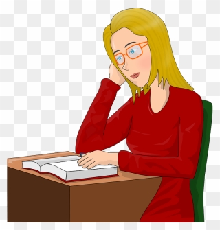 Girl Studying Clipart - Cartoon - Png Download