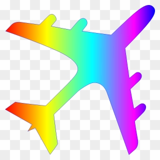 Airplane Silhouette Rainbow Colors - Aeroplane In Rainbow Colors Clipart