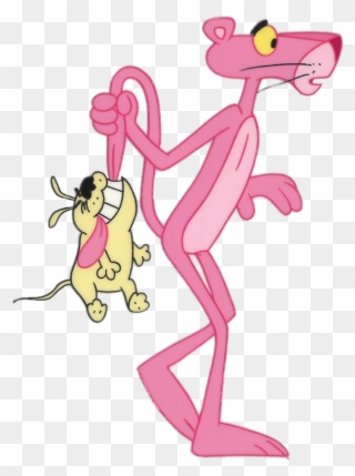 Dog Biting Pink Panther"s Tail - Cartoon Clipart