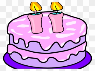 Birthday Cake With 2 Candles Clipart