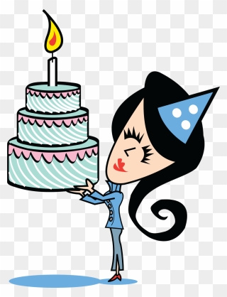 Drawing Cake Bday, Picture - Girl With Birthday Cake Cartoon Clipart